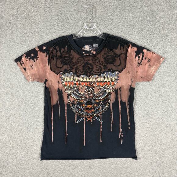 Affliction Tour Storm T-shirt Women’s Small Tie Dye Mesh Lace Retro Grunge Read - Picture 1 of 11